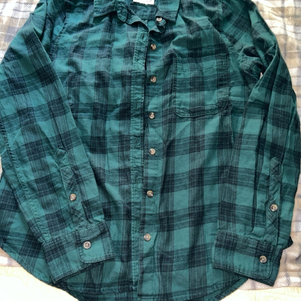 SO juniors green Plaid Button Down Shirt